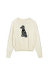 Point Jacquard Crew Sweater in Cream