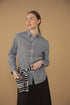 Point Button Up Blouse in Black Gingham