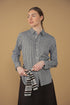 Point Button Up Blouse in Black Gingham