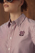 Point Button Up Blouse in Cabernet Stripe