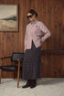 Point Button Up Blouse in Cabernet Stripe
