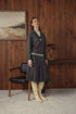 Point Short Pleated Skirt in Dark Charcoal
