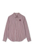Point Button Up Blouse in Cabernet Stripe