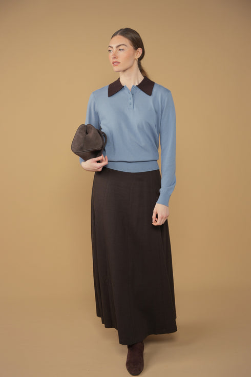 Point Contrast Polo in Windward Blue & Chocolate