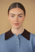 Point Contrast Polo in Windward Blue & Chocolate