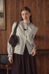 Point Ruffle Blouse in Tan Stripe