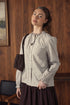 Point Ruffle Blouse in Tan Stripe