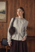 Point Ruffle Blouse in Tan Stripe
