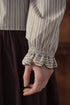 Point Ruffle Blouse in Tan Stripe