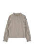 Point Ruffle Blouse in Tan Stripe