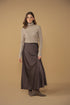 Point Satin A-Line Slip Skirt in Chocolate Foulard