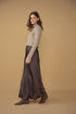 Point Satin A-Line Slip Skirt in Chocolate Foulard