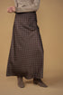 Point Satin A-Line Slip Skirt in Chocolate Foulard