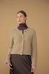 Point Boxy Knit Cardigan in Taupe Melange