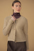 Point Boxy Knit Cardigan in Taupe Melange