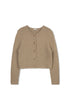 Point Boxy Knit Cardigan in Taupe Melange