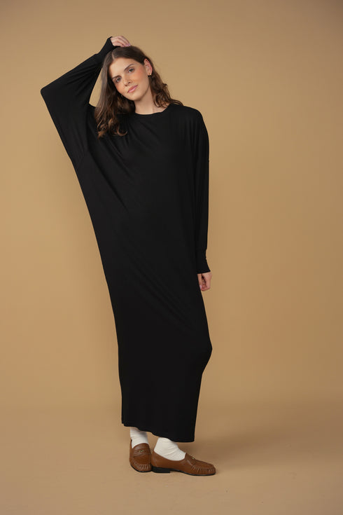 Point Black Ribbed Dolman Dress