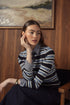 Point Striped Henley in Navy Multi Stripe