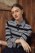 Point Striped Henley in Navy Multi Stripe