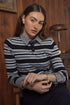 Point Striped Henley in Navy Multi Stripe