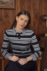 Point Striped Henley in Navy Multi Stripe