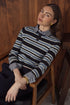 Point Striped Henley in Navy Multi Stripe