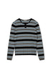 Point Striped Henley in Navy Multi Stripe