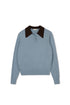 Point Contrast Polo in Windward Blue & Chocolate