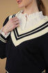 Point Preppy V-Neck Sweater in Navy & Cream