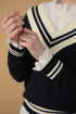 Point Preppy V-Neck Sweater in Navy & Cream
