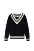 Point Preppy V-Neck Sweater in Navy & Cream