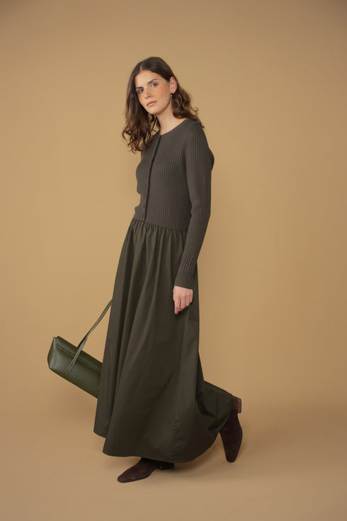 Point Cable Twofer Dress in Hunter