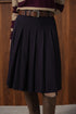 Point Short Pleated Skirt in Navy