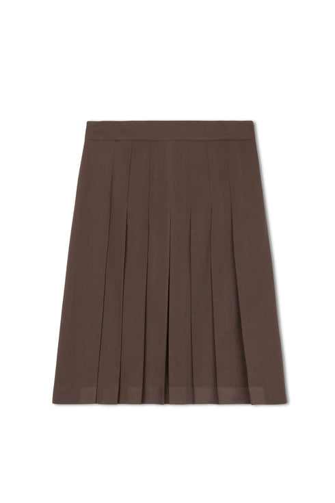 Point Short Pleated Skirt in Chocolate