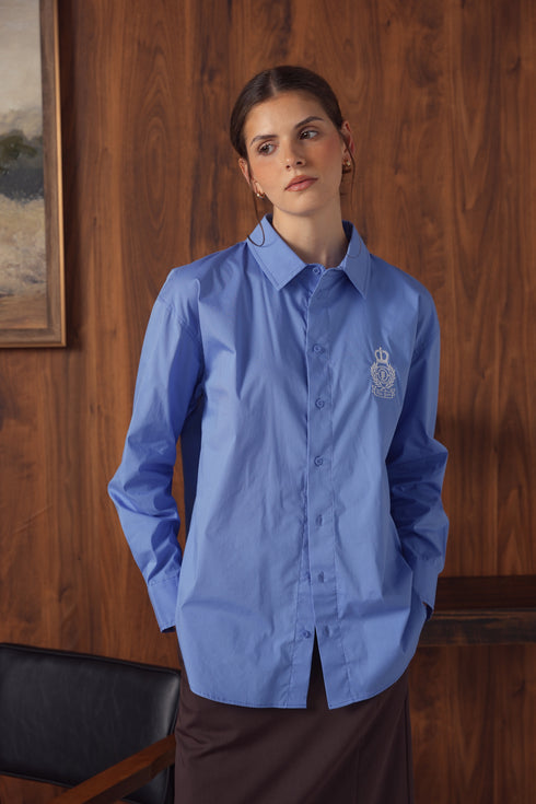 Point Preppy Button Up in Denim Blue