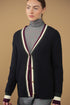 Point Cable Cardi in Navy Combo
