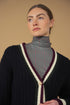 Point Cable Cardi in Navy Combo