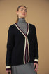 Point Cable Cardi in Navy Combo