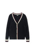 Point Cable Cardi in Navy Combo