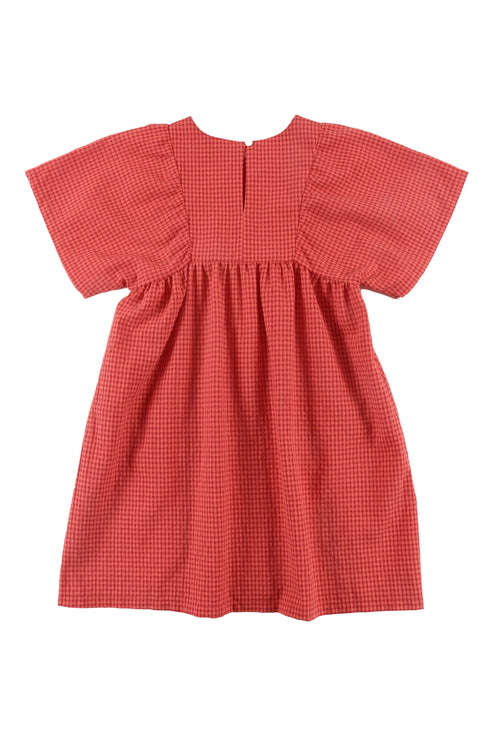 Loud Red Checked Dress with Heart Pockets