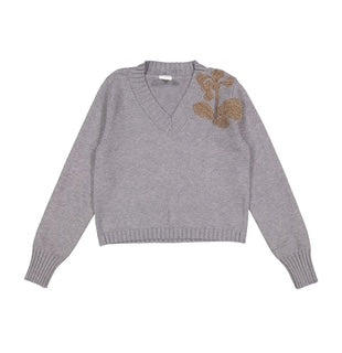 Ava and Lu Grey Floral Slip Dress & V Neck Sweater