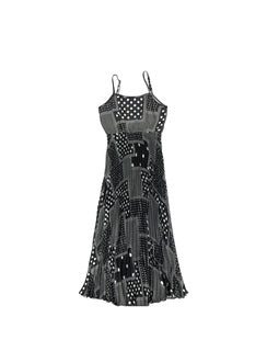 Ava and Lu Geometric Pleated Slip Dress & Sweater