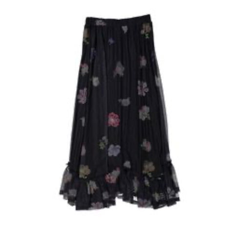Ava and Lu Black Flower Studded Tulle Skirt & Top