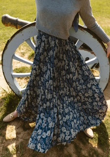 Ava and Lu Grey Floral Slip Dress & V Neck Sweater