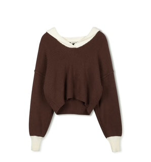 Point Sailor Sweater in Chocolate & Cream