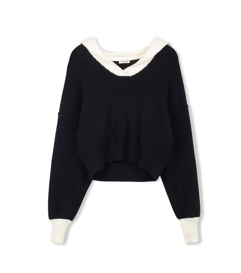 Point Sailor Sweater in Navy & Cream