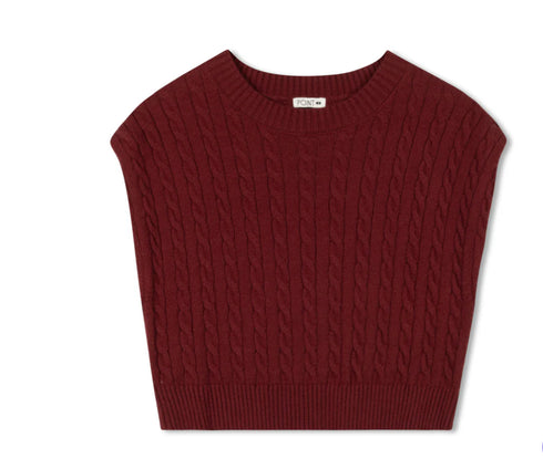 Point Cable Knit Vest in Syrah