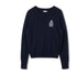 Point Fine Knit Crew Melange Sweater in Navy