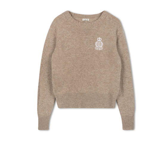 Point Fine Knit Crew Melange Sweater in Heather Brown