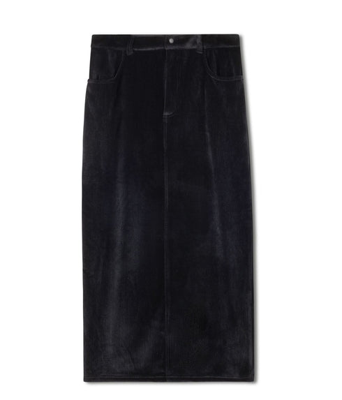 Point Black Ribbed Velour Maxi Skirt